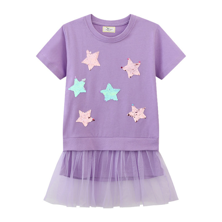 Mädchen T-Shirt mit glitzernden Sternen und Tüllrock Echo Archiv