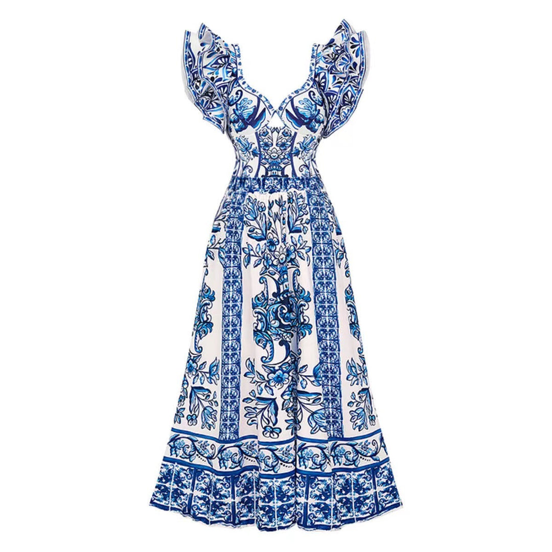 Damen Badeanzug-Set mit voluminösen Rüschendetails und elegantem Wickelrock Echo Archiv