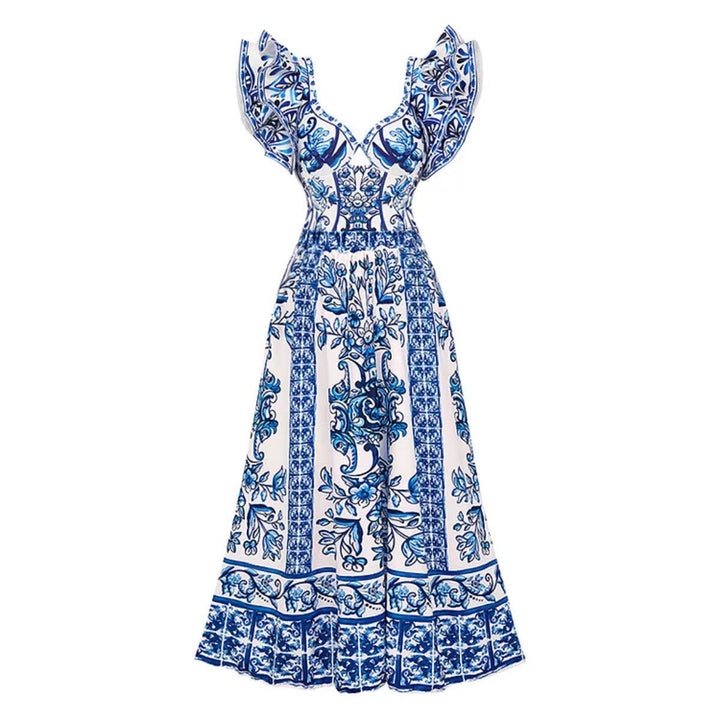 Damen Badeanzug-Set mit voluminösen Rüschendetails und elegantem Wickelrock Echo Archiv
