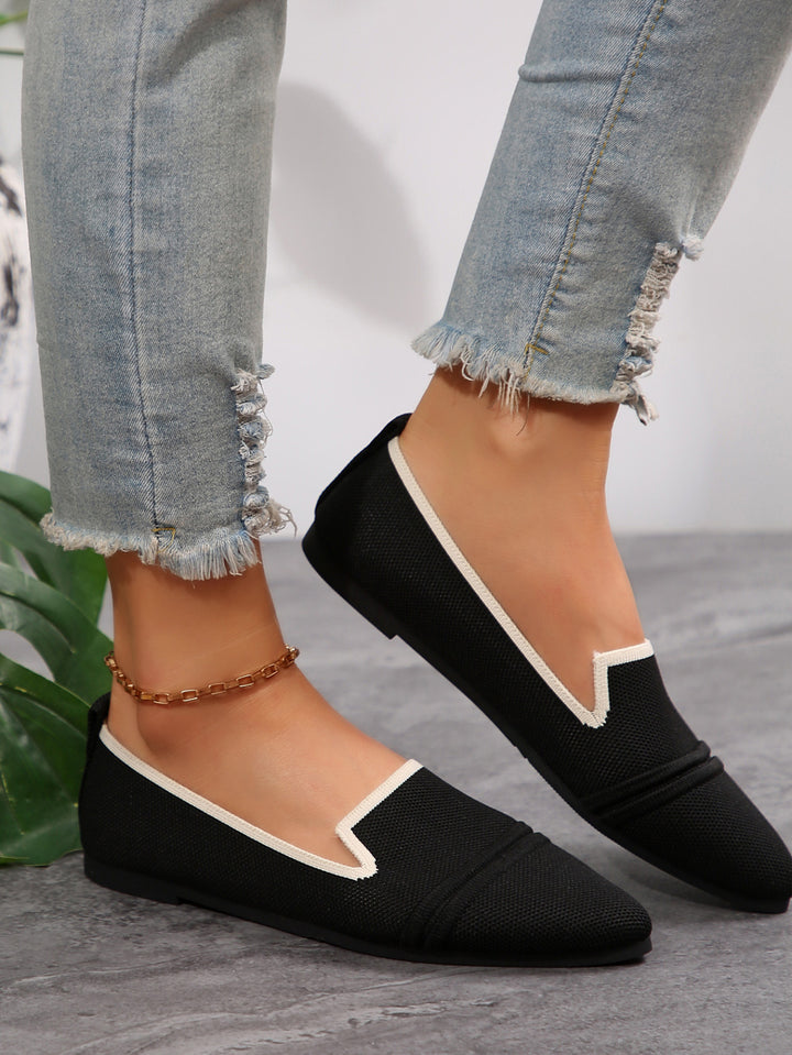 Damen  elegante flache Slipper-Loafer mit spitzer Zehenpartie Strickoptik und gepolsterter Innensohle Echo Archiv