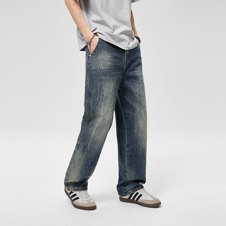 Herren Baggy-Jeans im Vintage‑Wash mit hoher Bundhöhe, relaxed Bein & dezenter Distressed‑Optik Echoarchiv