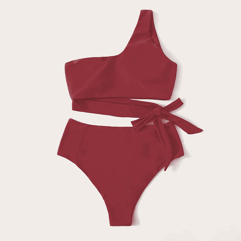 Damen Einseitiger Bikini mit hohem Bund und elegantem Knoten Echo Archiv