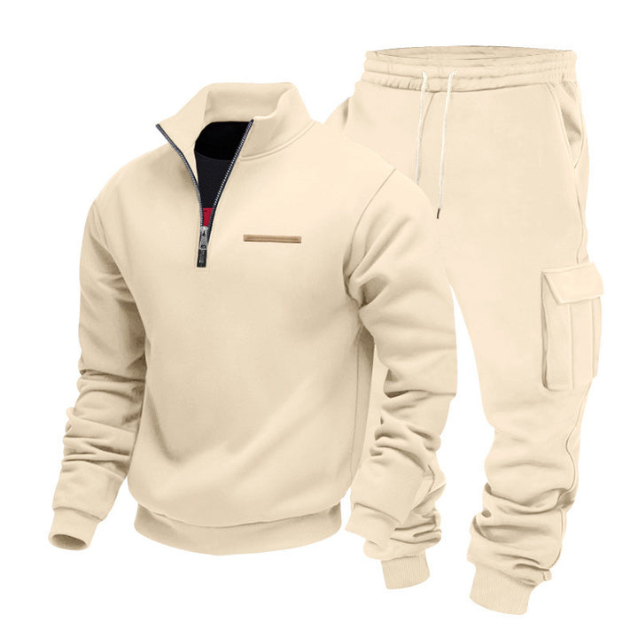 Herren Zip-Pullover- und Cargo-Jogger-Set aus weichem French-Terry Echoarchiv