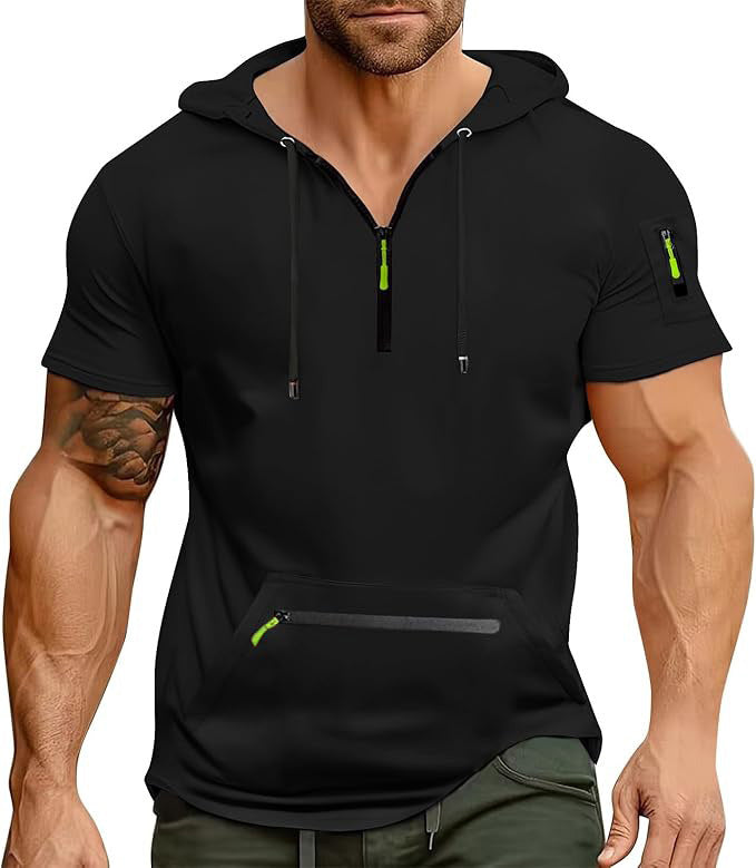 Herren Kurzarm Hoodie mit Reißverschluss Echoarchiv