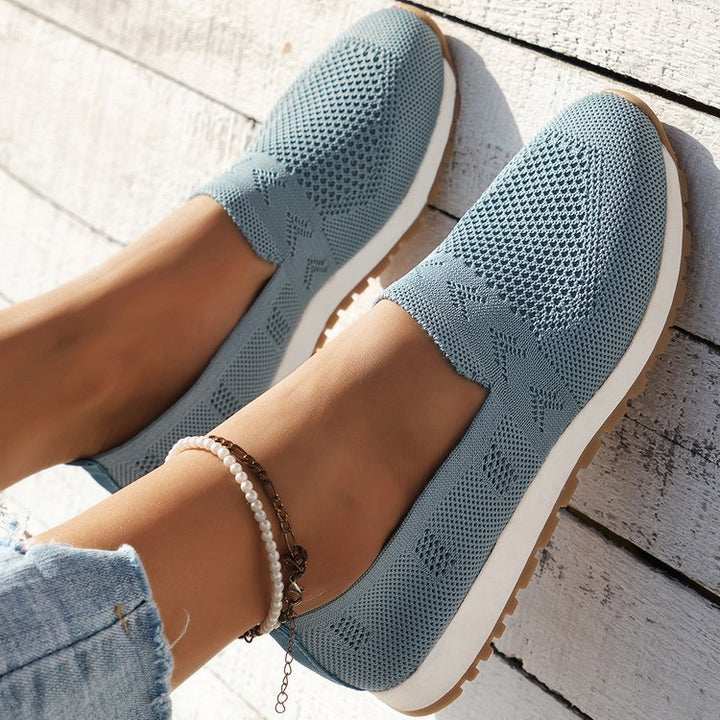 Damen Atmungsaktive Strick-Slipper mit Memory-Fußbett und rutschfester Laufsohle – Lioré