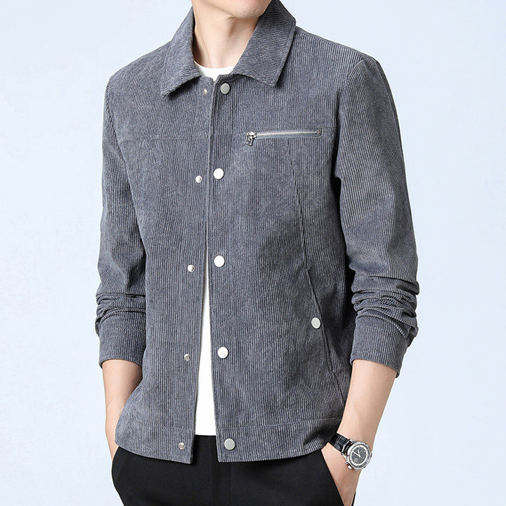Herren Cord‑Overshirt aus Breitcord mit Druckknopf‑Front und Zipper‑Brusttasche Echo Archiv