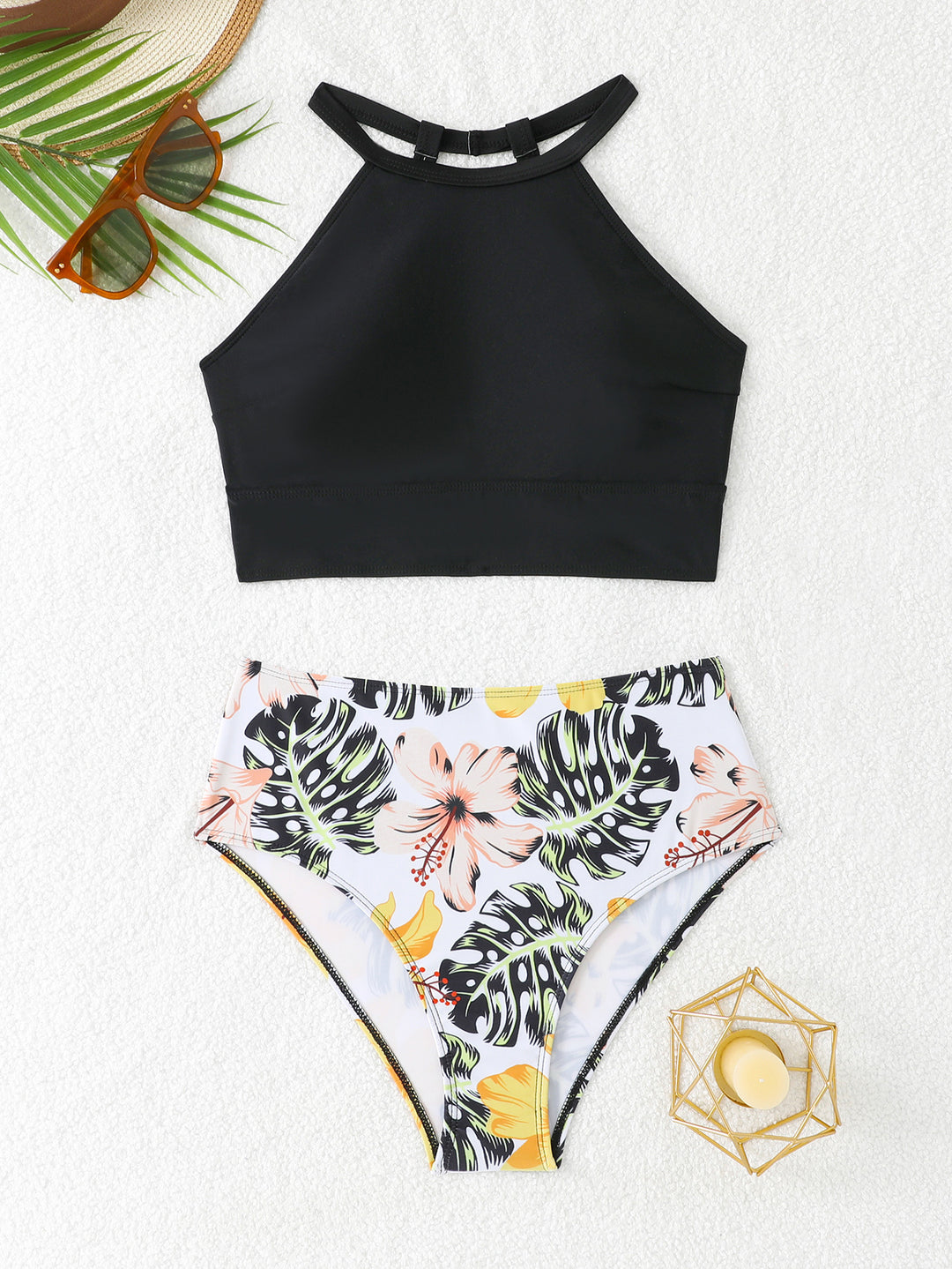 Damen Sportliches Bikini-Set mit hoch geschnittenem Unterteil und modernem Rücken Echo Archiv