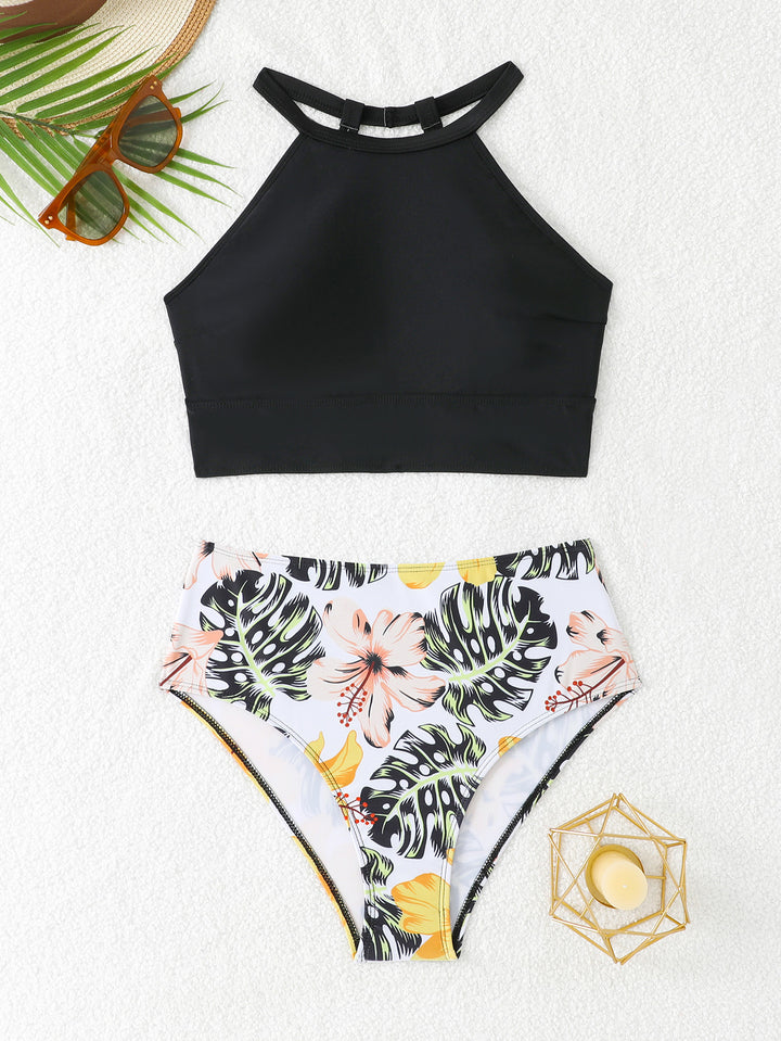 Damen Sportliches Bikini-Set mit hoch geschnittenem Unterteil und modernem Rücken Echo Archiv