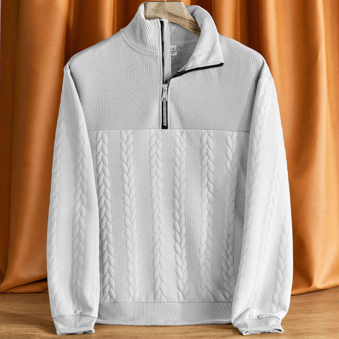 Herren Strickpullover mit hohem Kragen und strukturiertem Design Echoarchiv