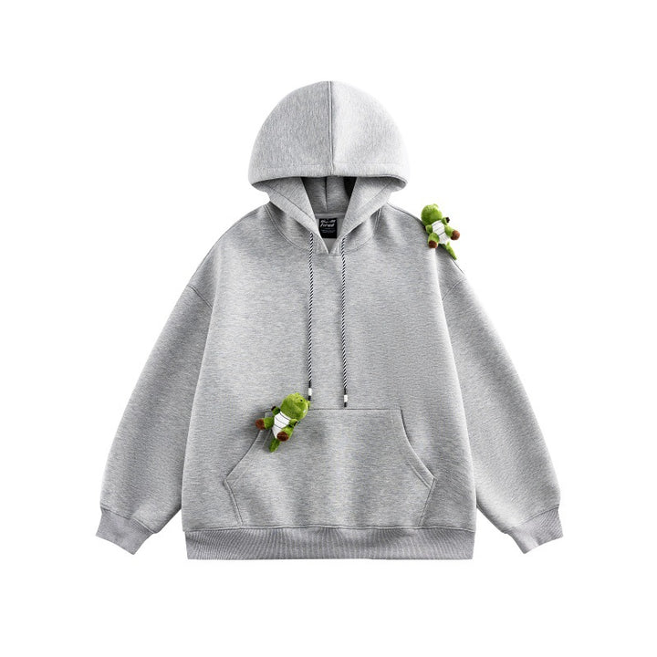 Unisex Oversize-Kapuzenpullover aus French-Terry mit Kängurutasche und abnehmbaren Plüschanhänger Echoarchiv