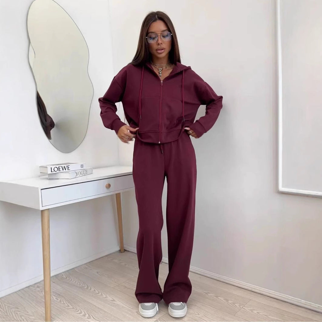 Damen nan weite Highwaist-Loungehose aus Sweatstoff mit Kordelzug und Eingrifftaschen Echo Archiv