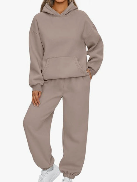 Damen nan Boxy-Hoodie und Palazzo-Jogger Set mit elastischem Knöchelbund Echo Archiv