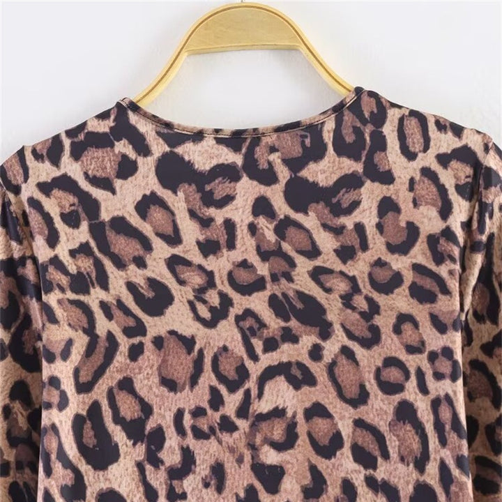 Damen Leoprint-Minikleid mit Rundhalsausschnitt, langen Ärmeln und A-Linien‑Silhouette Echo Archiv