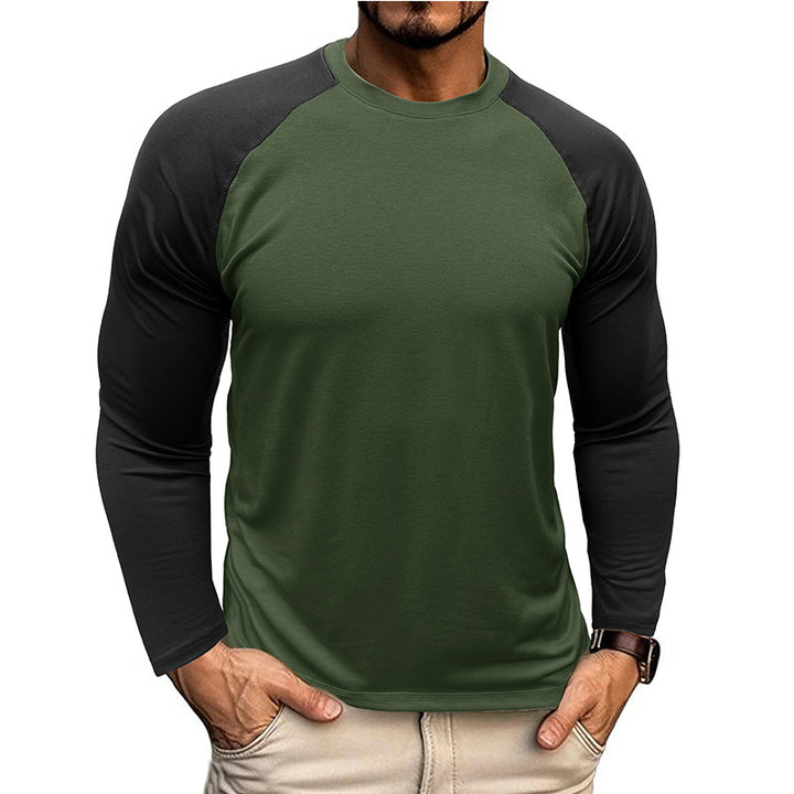 Herren Raglan-Langarmshirt aus atmungsaktivem Baumwollmix mit Kontrastärmeln Echoarchiv