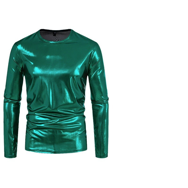 Herren stylisches Langarmshirt aus glänzendem Material Echoarchiv