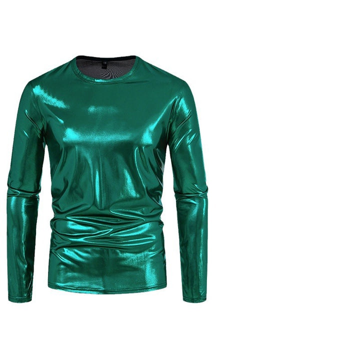 Herren stylisches Langarmshirt aus glänzendem Material Echoarchiv