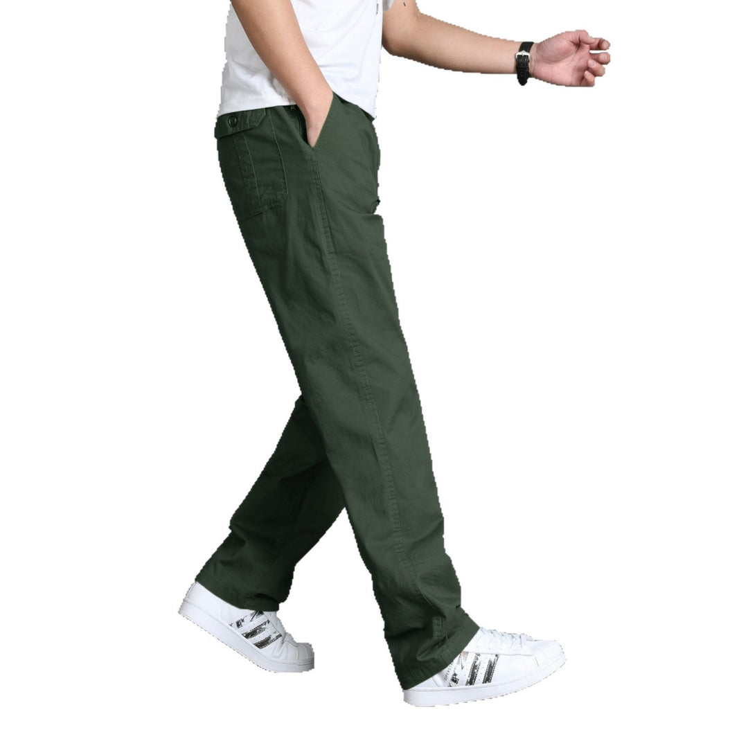 Herren Lässige Canvas-Chinohose mit elastischem Tunnelzugbund, aufgesetzten Taschen & geradem Bein Echo Archiv