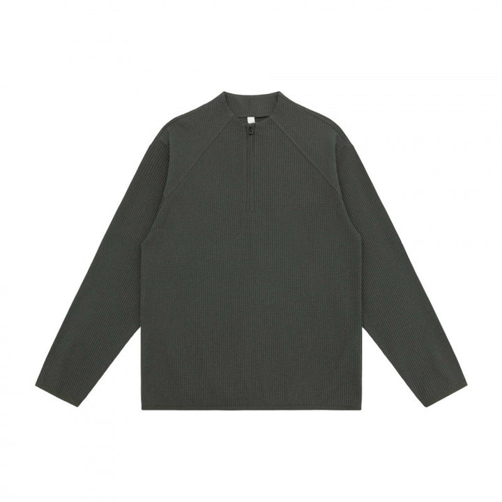 Unisex Waffelstrick-Halbzip-Pullover mit Raglanärmeln Echo Archiv