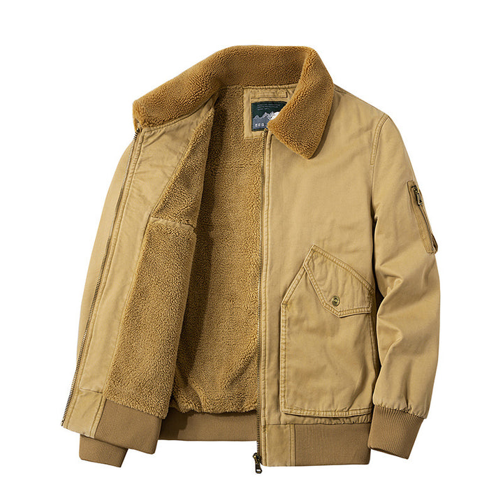 Herren Pilotenblouson mit Sherpa-Futter und Umlegekragen – Taviero