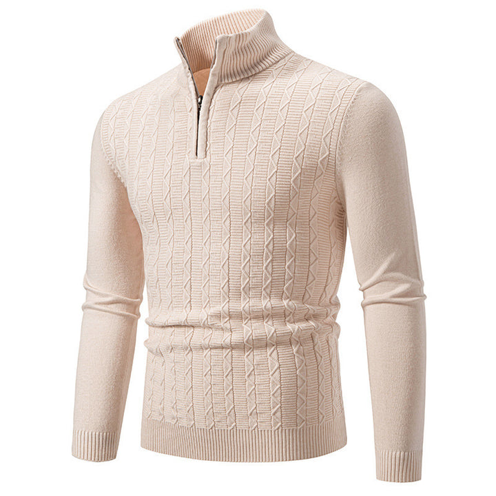 Herren modischer Strickpullover mit Stehkragen und Reißverschluss Echoarchiv