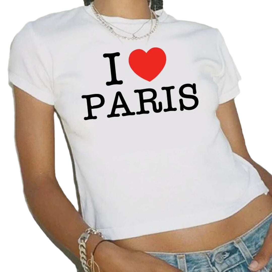 Damen Crop-T-Shirt mit künstlerischem Statementdruck Echo Archiv