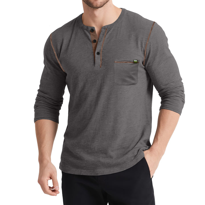 Herren Langarmshirt mit Knopfleiste und Brusttasche Echoarchiv