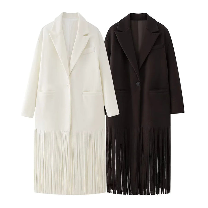 Damen nan oversized Mantelblazer mit Fransen-Saum und kastiger Silhouette Echo Archiv
