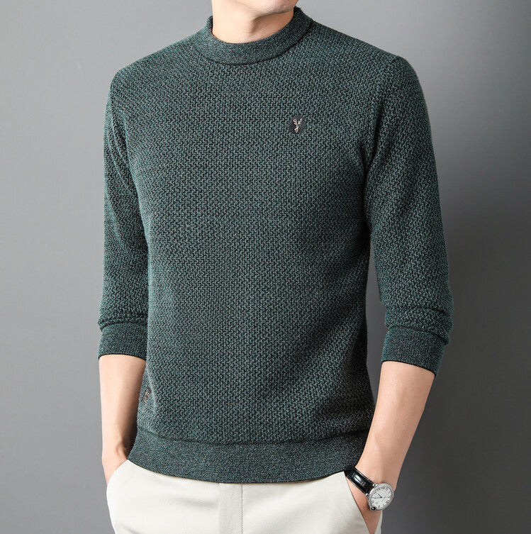 Herren Strukturierter Pullover mit Rundhalsausschnitt und hochwertiger Stricktextur Echoarchiv