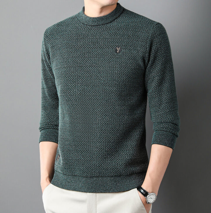Herren Strukturierter Pullover mit Rundhalsausschnitt und hochwertiger Stricktextur Echoarchiv