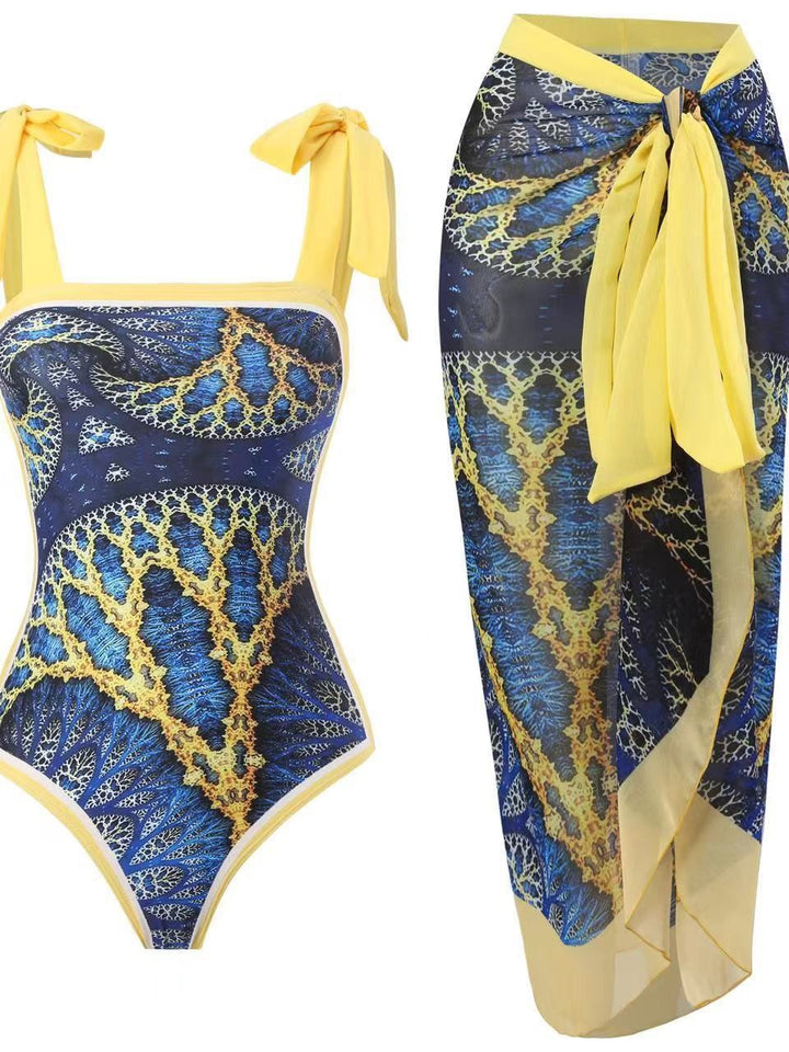 Damen Einteiler Badeanzug mit asymmetrischem Schnitt und eleganter Palazzo-Hose Echo Archiv