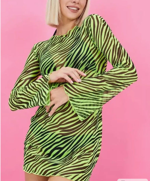 Damen transparentes Maxikleid mit Leopardenmuster Echo Archiv