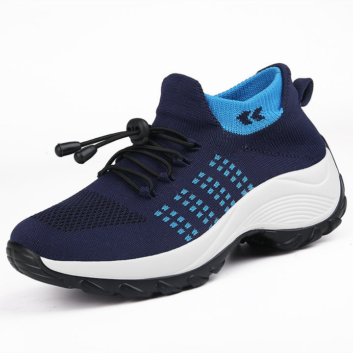 Damen gestrickte Slip-On Sneaker mit Schnellzugkordel, elastischem Schaft und stoßdämpfender Plateau-Sohle Echo Archiv