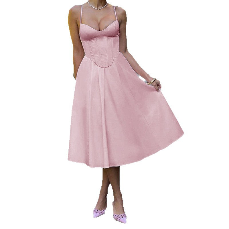 Damen Midikleid mit herzförmigem Ausschnitt und schwingendem Rock Echo Archiv