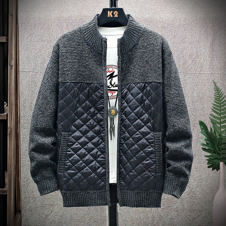 Herren moderne Steppjacke mit Strickoberteil und hochgeschlossenem Kragen Echoarchiv