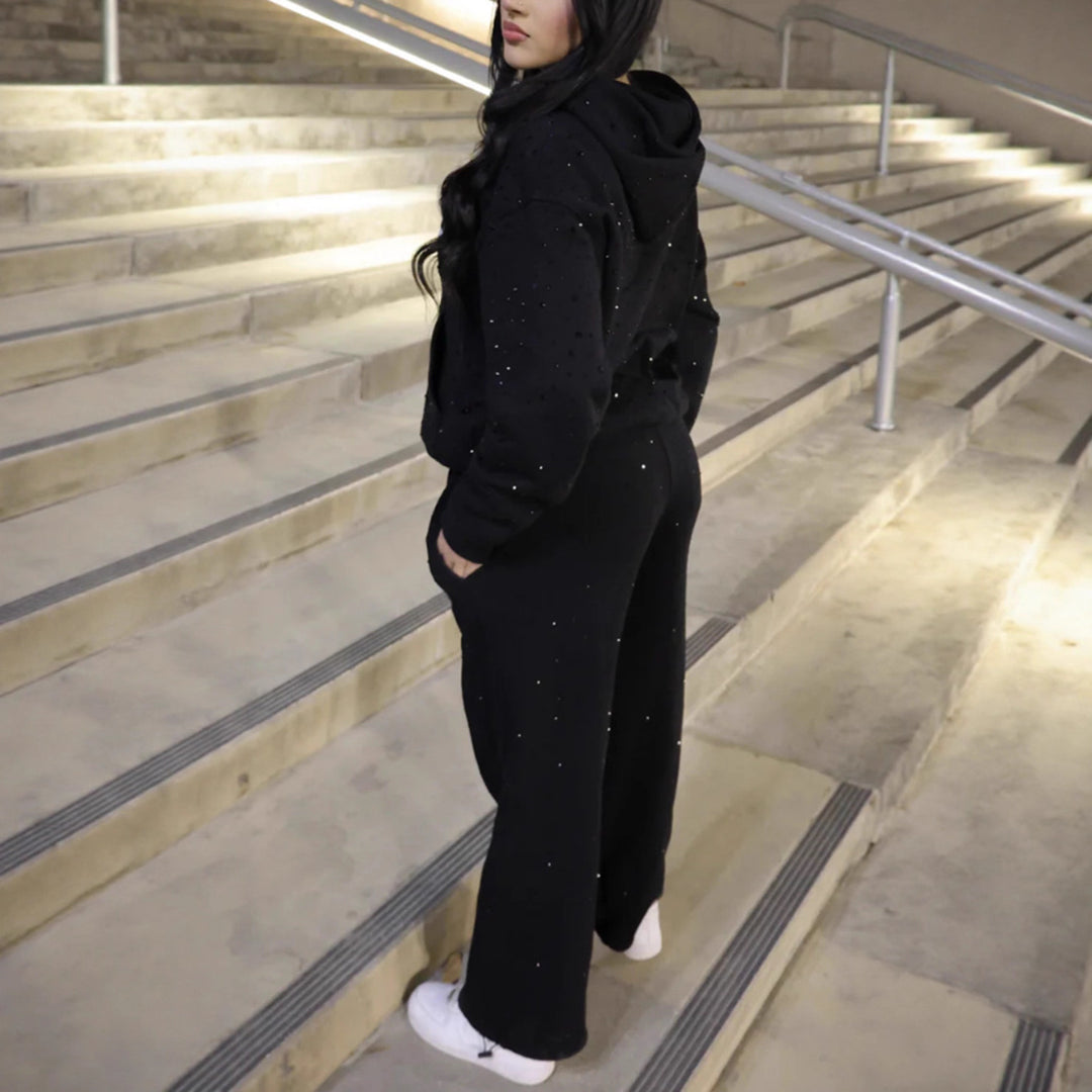 Damen nan weite Sweathose mit Sternenallover, Gothic-Logoprint, elastischem Bund und Eingrifftaschen Echo Archiv