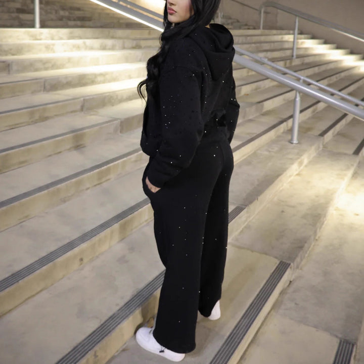 Damen nan weite Sweathose mit Sternenallover, Gothic-Logoprint, elastischem Bund und Eingrifftaschen Echo Archiv