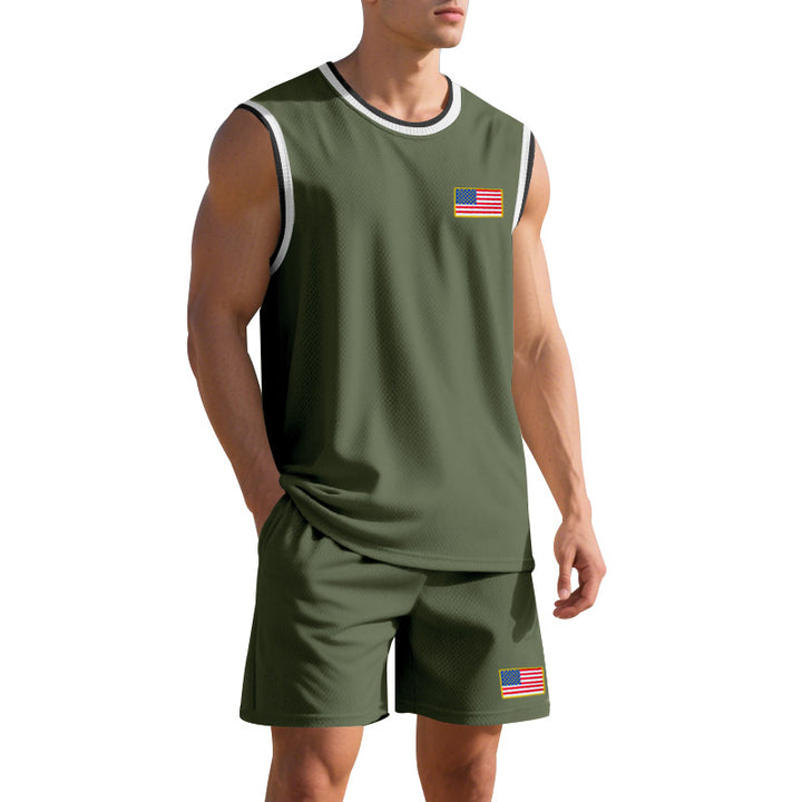Herren Sportliches Trainingsset mit atmungsaktivem Mesh-Gewebe und modernen Flaggen-Details Echoarchiv