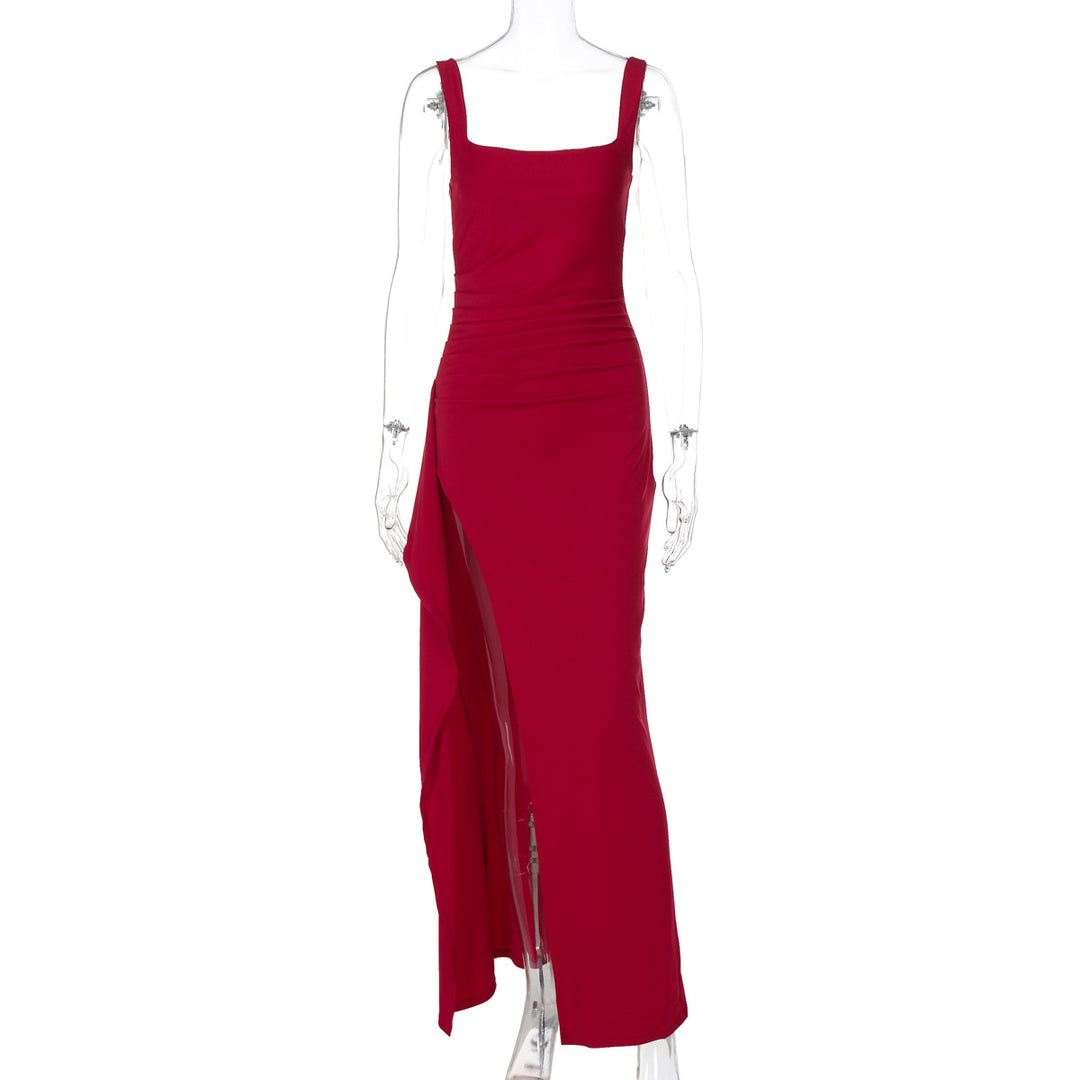 Damen elegantes Maxikleid mit seitlichem Schlitz und Röschendetails Echo Archiv