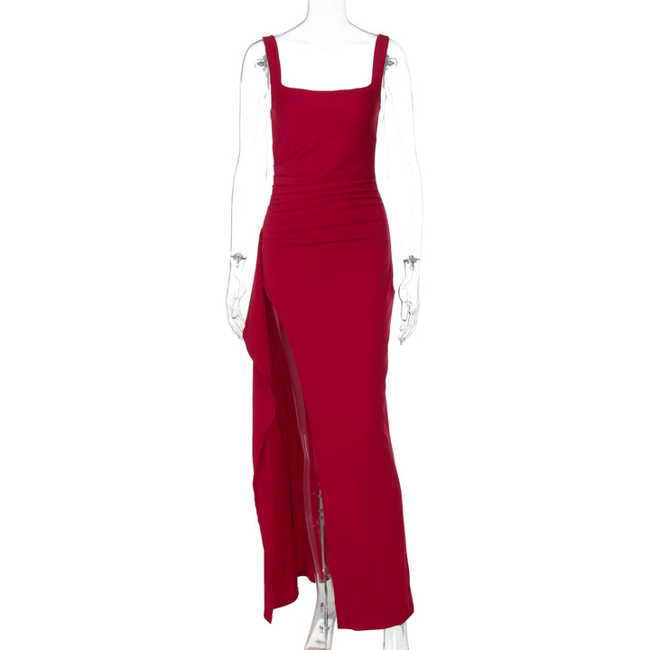 Damen elegantes Maxikleid mit seitlichem Schlitz und Röschendetails Echo Archiv
