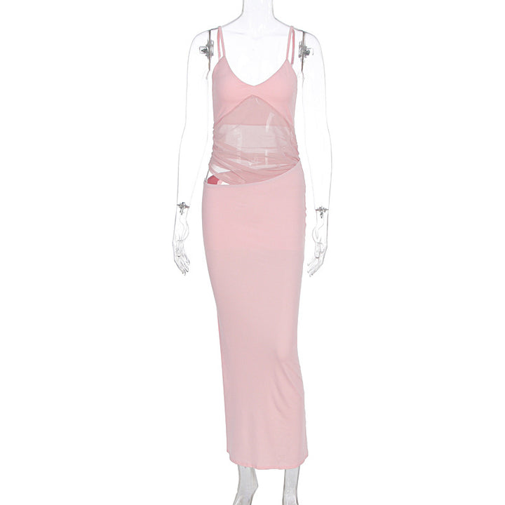 Damen elegantes bodenlanges Wickelkleid mit feinen Trägern und figurformendem Design Echo Archiv