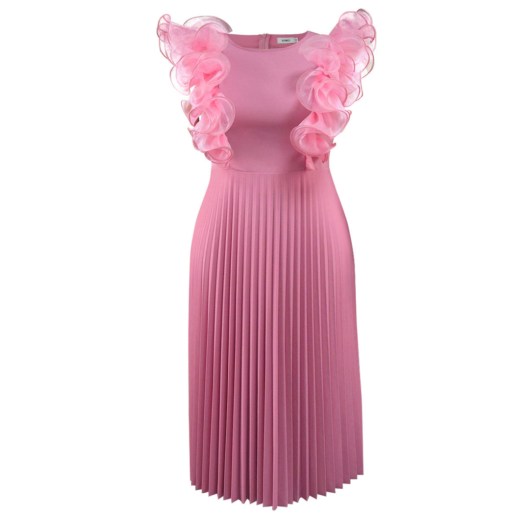 Damen Plissee Kleid mit voluminösen Rüschendetails Echo Archiv