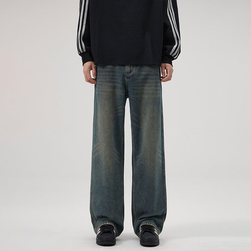 Herren Ultraweite Vintage-Denim-Palazzohose mit verlängerter Saumkante und Five‑Pocket-Details Echo Archiv