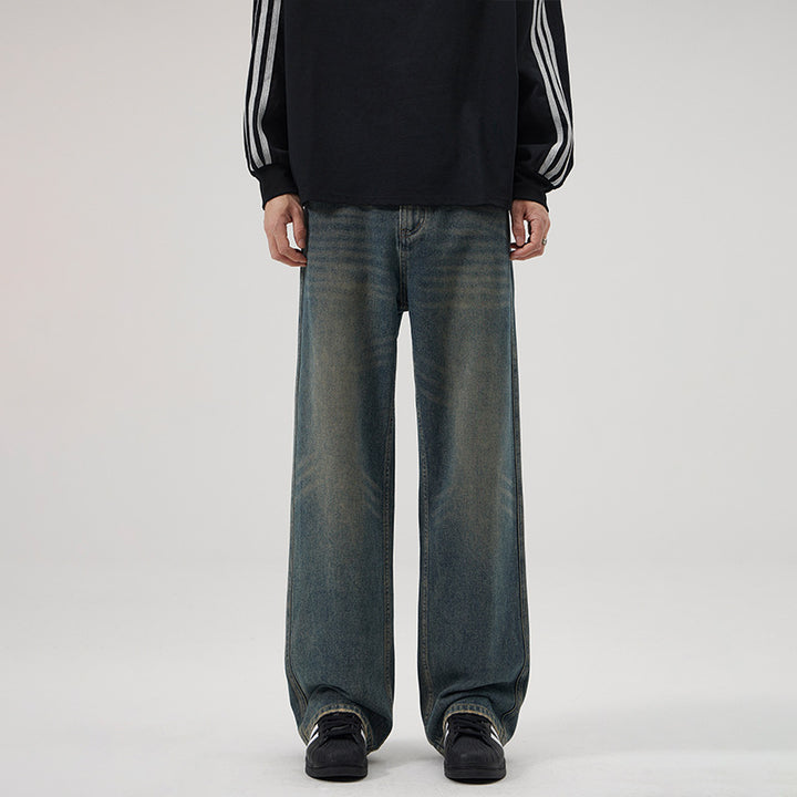 Herren Ultraweite Vintage-Denim-Palazzohose mit verlängerter Saumkante und Five‑Pocket-Details Echo Archiv