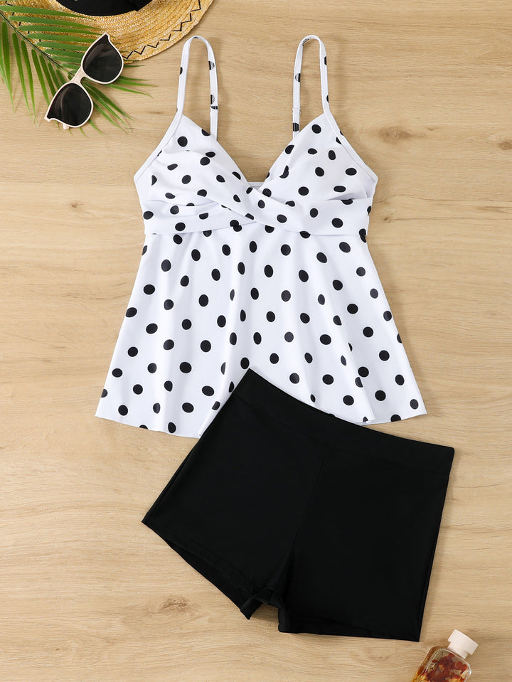 Damen Tankini-Set mit Polka-Dot-Muster und komfortablen Shorts Echo Archiv