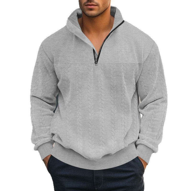 Herren stylischer Strickpullover mit halbem Reißverschluss Echoarchiv