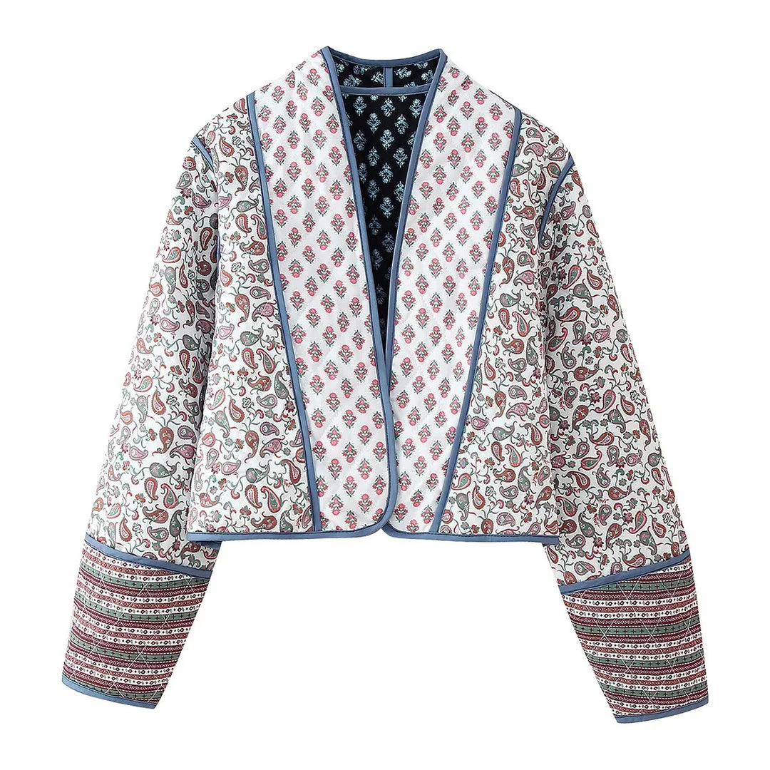 Damen nan wendbare Patchwork Steppjacke im Kimono‑Style mit kontrastärmeln Echo Archiv