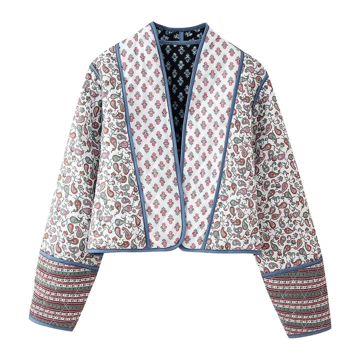 Damen nan wendbare Patchwork Steppjacke im Kimono‑Style mit kontrastärmeln Echo Archiv