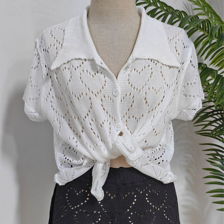 Damen luftiger Häkel-Cardigan mit modischem Lochmuster Echo Archiv