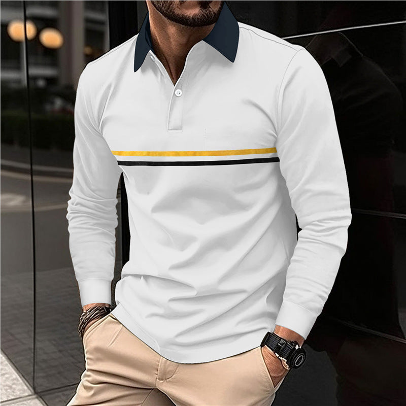 Herren Langarm Poloshirt mit modernem Streifenmuster Echoarchiv