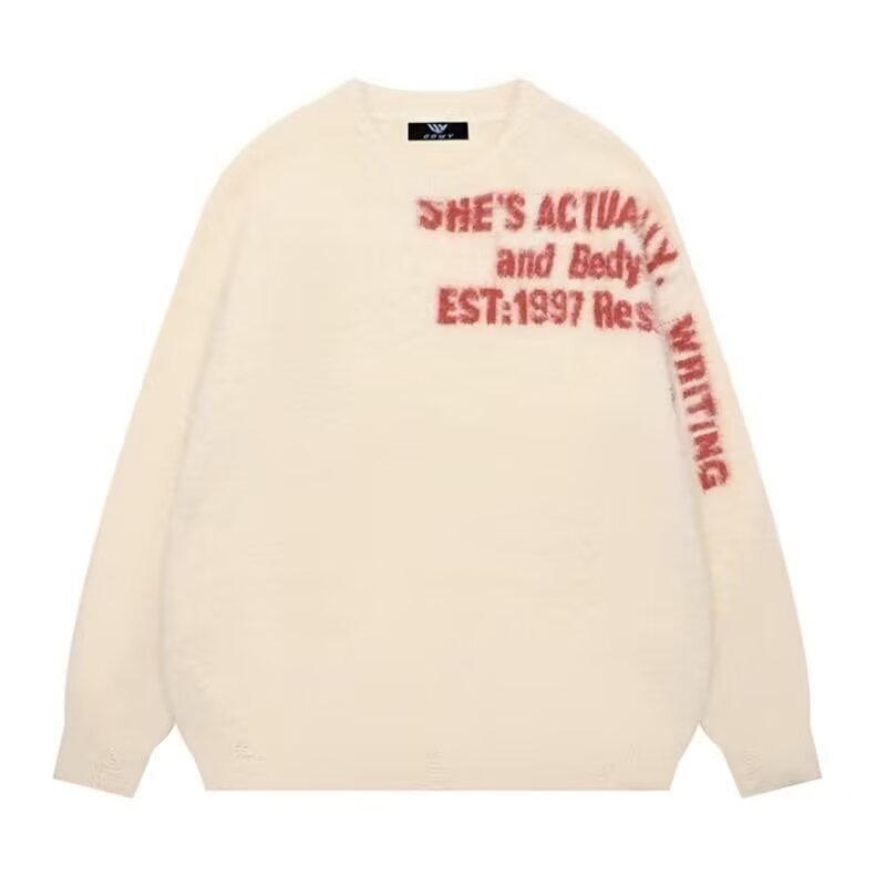 Damen Lässiger Oversized Pullover mit grafischem Print Echoarchiv